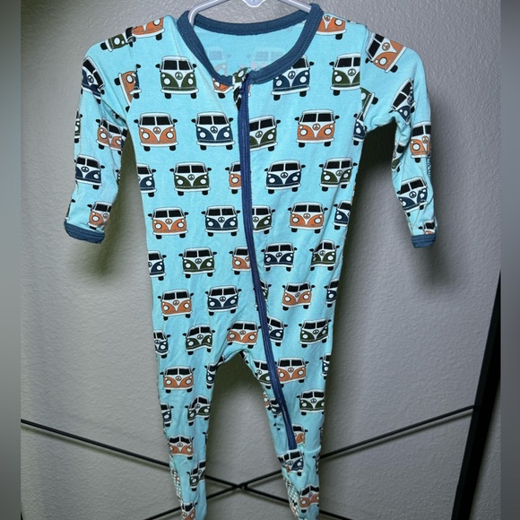 KicKee Pants Footies With Zipper- In Summer Sky Vintage Vans - Picture 1 of 4